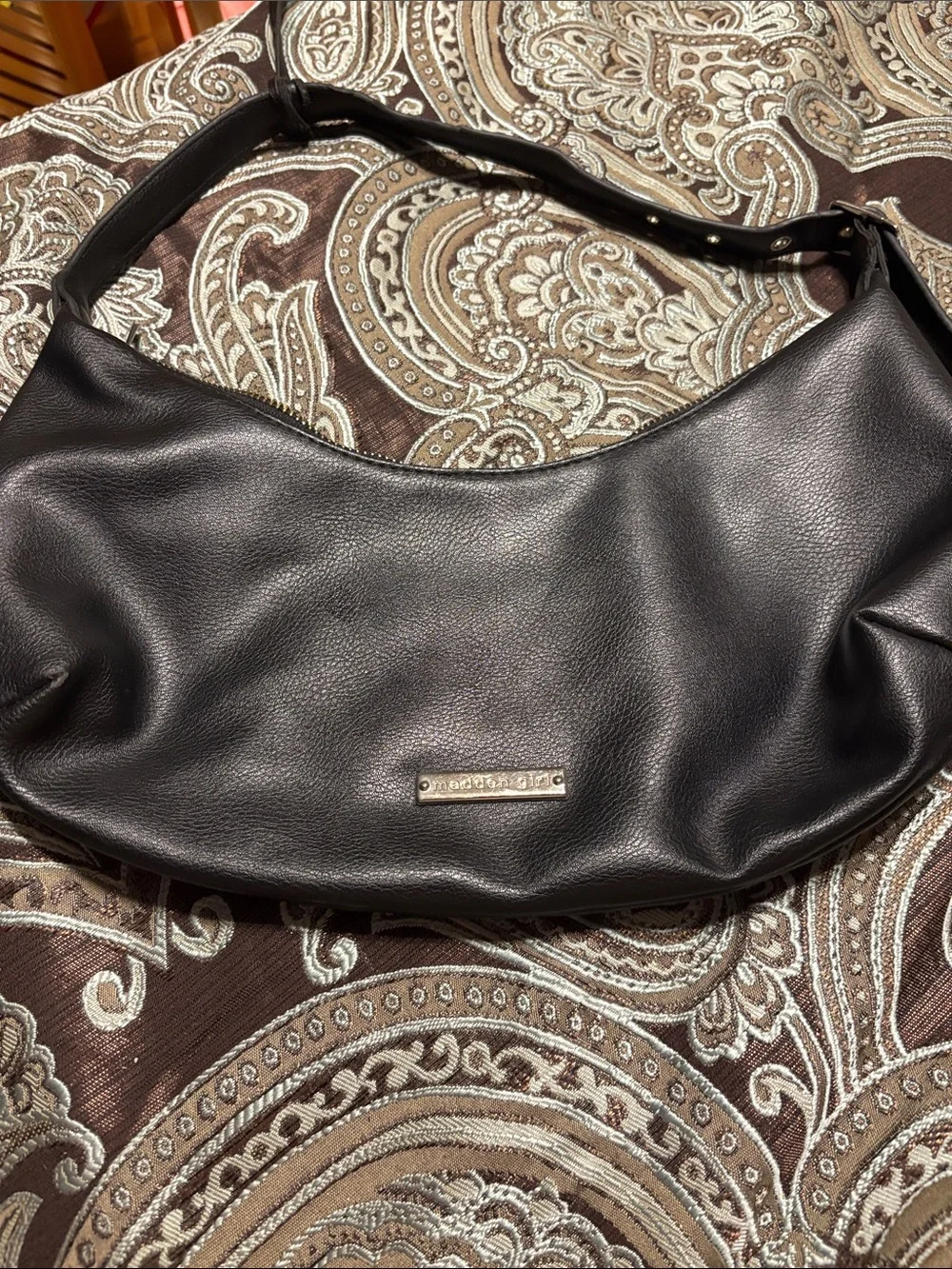 Madden girl Black Pebbled Leather Shoulder Hobo
